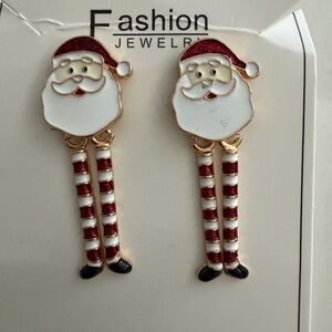 Fashion Jewelry Santa Earrings - Red and White